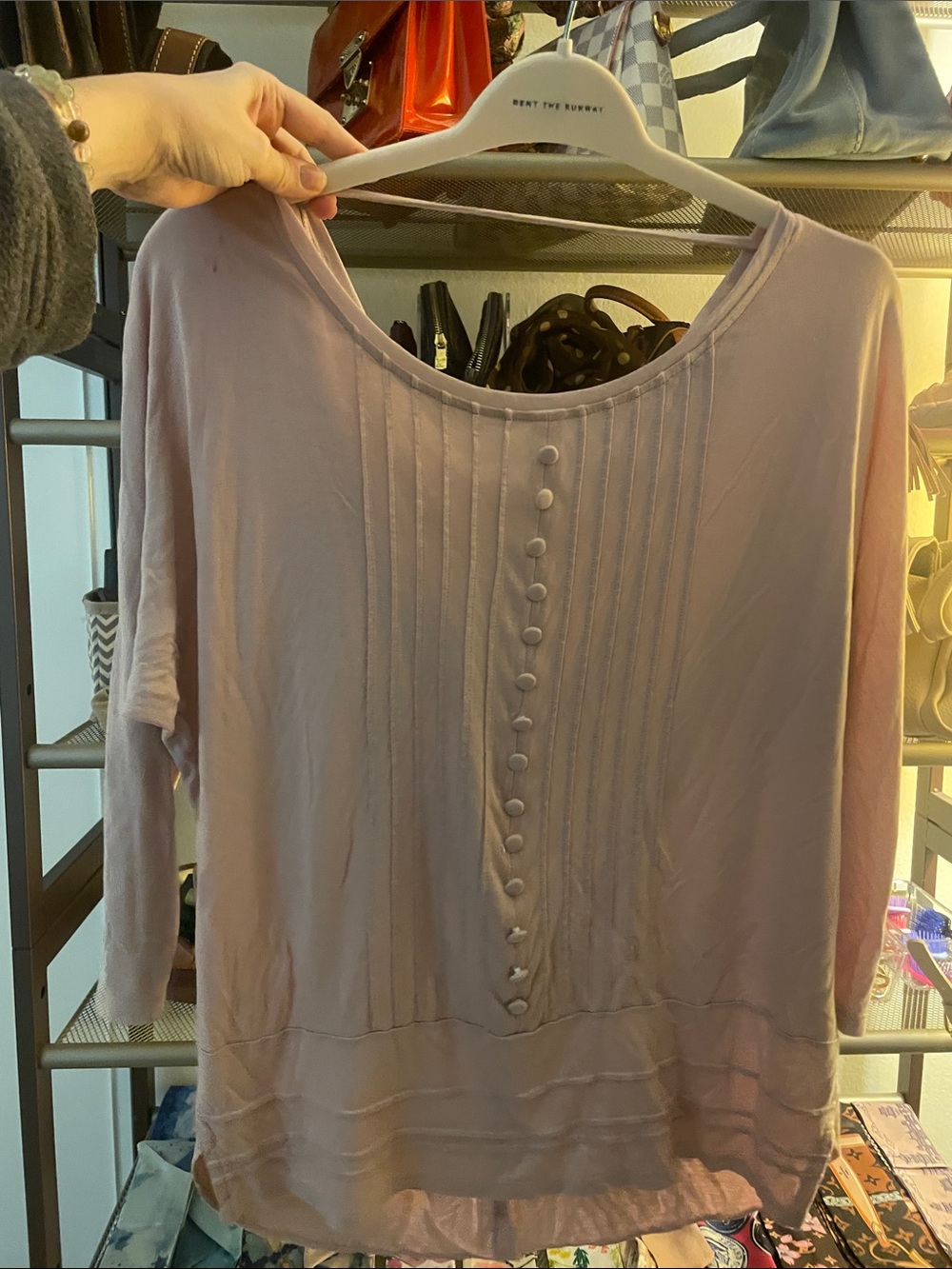 Women’s Lightweight Button-Front Long Sleeve Top - Dusty Pink